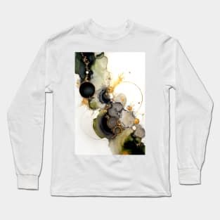 Khaki Circles - Abstract Alcohol Ink  Resin Art Long Sleeve T-Shirt